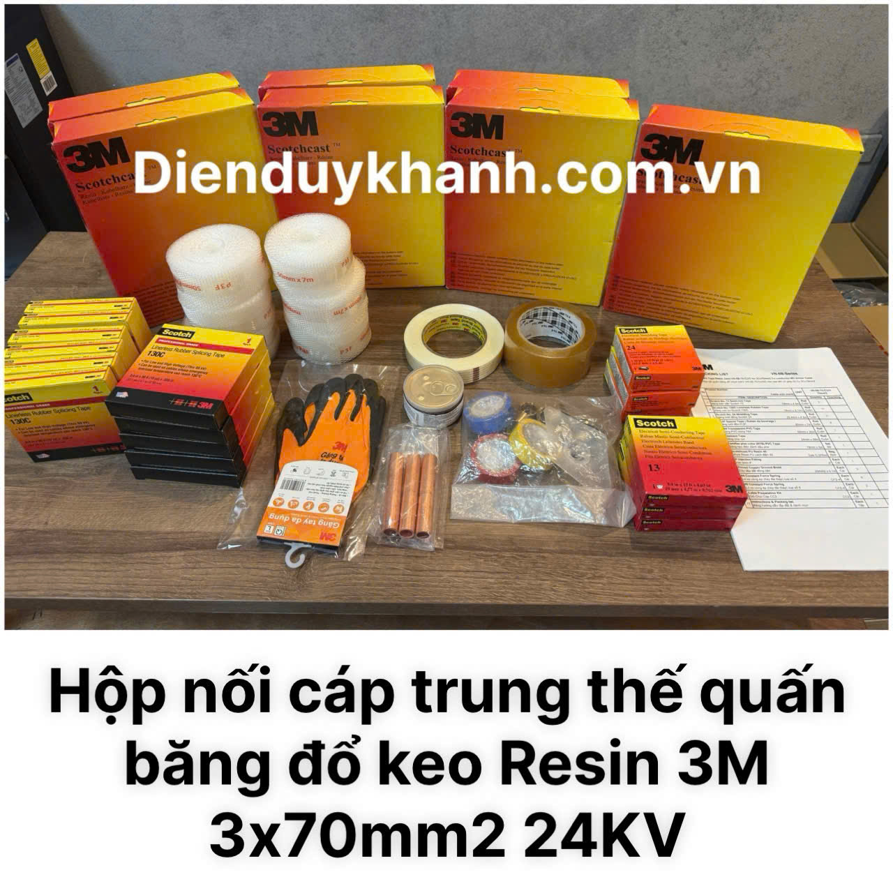 Hộp Nối Cáp Trung Thế Quấn Băng Đổ Resin 24KV 3Cx70_ VN-5B 93-A 70-Cu/3